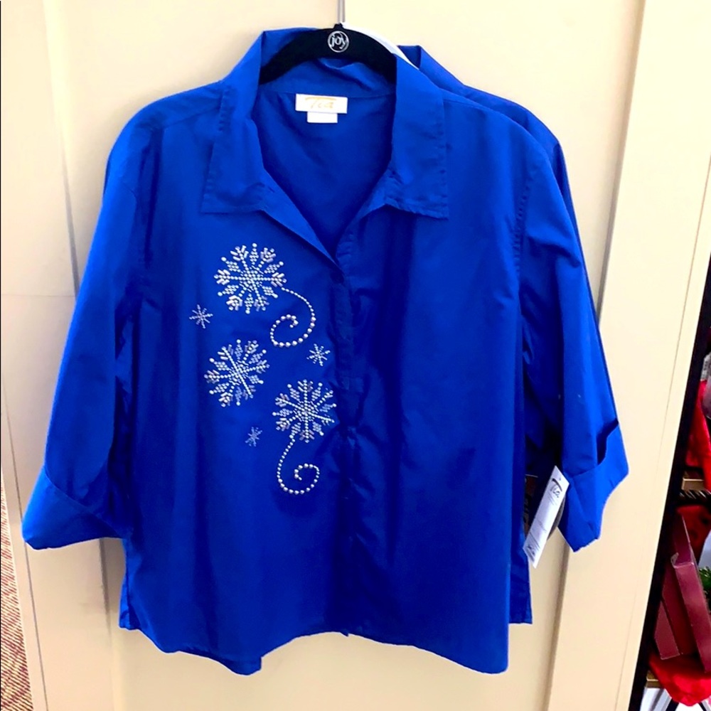 Blue blouse with snowflakes